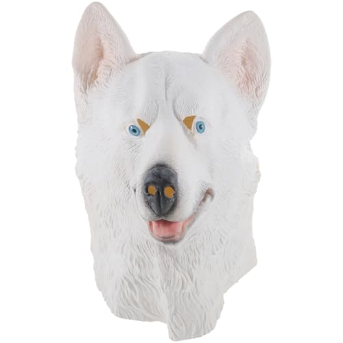 Masque en latex blanc pour chien au design fidèle et confortable pour adulte
