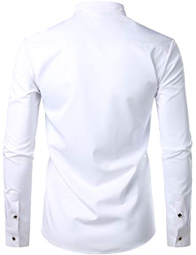 ZEROYAA Men's Western Stylish Band Collar Dress Shirts Embroidery Slim Fit Long Sleeve Mandarin Collar Shirt2