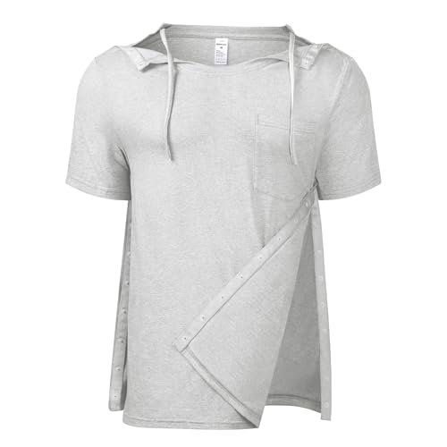 Mens Post Shoulder Surgery Shirts Short Sleeve Adaptive Tops with Snap Closure for Shoulder Recovery Rotator Cuff Surgery2