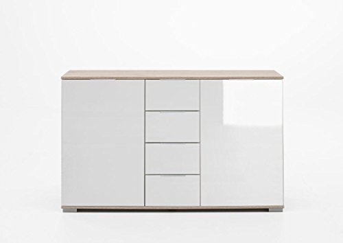 Wimex Kommode/ Kombikommode Easy Plus, (B/H/T) 83 x 41 x 130 cm, Eiche Sägegrau/ Absetzung Glas Weiß Wimex Kommode/ Kombikommode Easy Plus, (B/H/T) 83 x 41 x 130 cm, Eiche Sägegrau/ Absetzung Glas Weiß