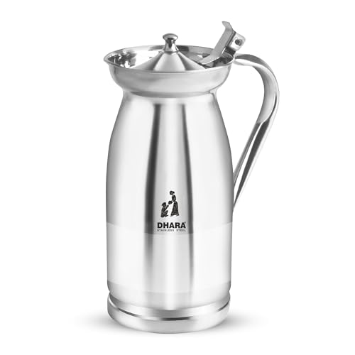Image of Dhara Stainless Steel Jug for Water, Rust Free 2 Litre Jug with Streamlined Handle & Lid for Home and Restrurent Use
