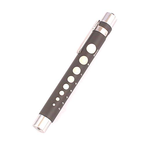 LAJA IMPORTS Nurse Penlight Reusable LED Pen Light with Pupil Gauge Black