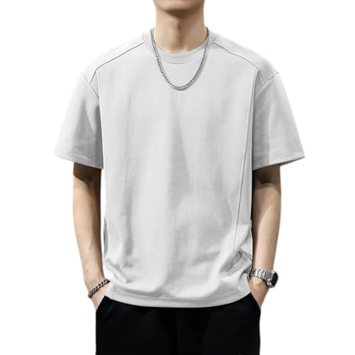 T-shirt col rond coton homme ample vêtement minimaliste décontracté