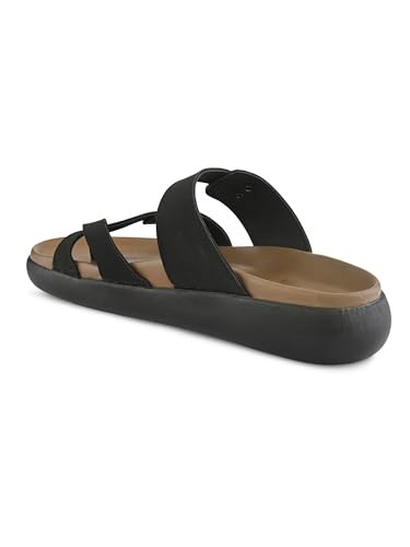 Image of San Frissco Men's Dual Buckle Slide Sandals | Adjustable Straps | Cushioned Footbed | Lightweight Casual Slip-On Sandals