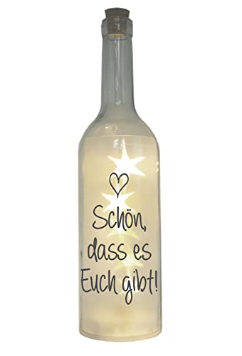 WB wohn trends LED-Flasche mit Motiv, Schön DASS es Euch gibt, grau, 29cm,...