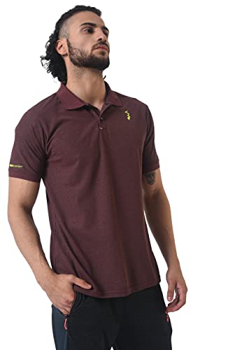 Image of CAHOOT Men's Basic Activewear Polo T-Shirt for Casual Wear | Spread Collar | Short Sleeve | Half-Button Closure | Polyester Jersey T-Shirt Crafted with Comfort Fit for Everyday Wear