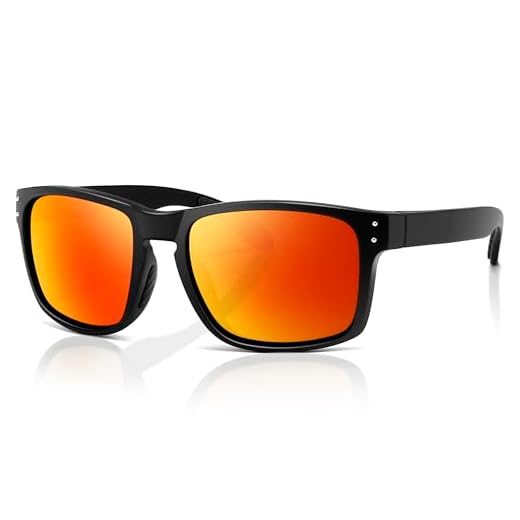 SUNGAIT Óculos de sol quadrados polarizados masculinos: óculos de pesca esportiva proteção UV400 (armação preta acabamento fosco)/lente rubi) SGT806-SHJH