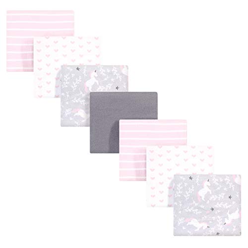 Image of Hudson Baby Unisex Baby Cotton Flannel Receiving Blankets Bundle, Whimsical Unicorn, One Size