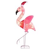 JOYIN 36 Inch Lighted Flamingo Yard Decorations Outdoor, 30 LED Warm White Flamingo Lights for Christmas Decor, Light Up Lawn Ornaments with Metal Stakes for Outside Porch Garden
