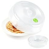 Flexzion Microwave Covers For Food Splatter Guard Protector (Set of 5, Green) - Food Cover Lid With Steam Ventilation Window Dish Washer Safe - Mixed Sizes For Large & Small Food Plates Bowls