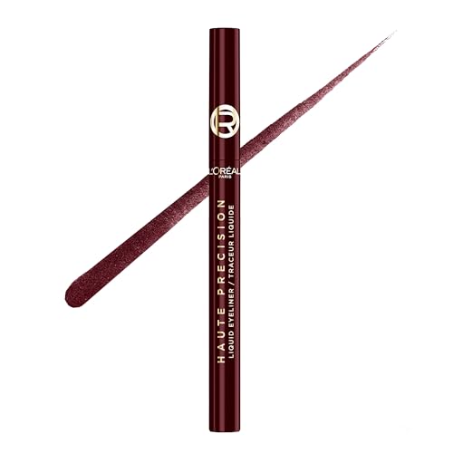 LOreal Paris Haute Precision Waterproof Liquid Eyeliner Smudge-Proof Eye Liner with Micro-Tip for up to 28HR Eye Makeup Wear 050 Burgundy Cashmere