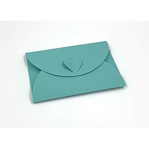 Lote de 20 sobres con forma de corazón, color blanco y azul Cover