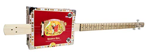 Complete Diy 3-String Fretted Cigar Box Guitar Kit With Neck - Includes Acoustic/Electric Pickup #TOP1
