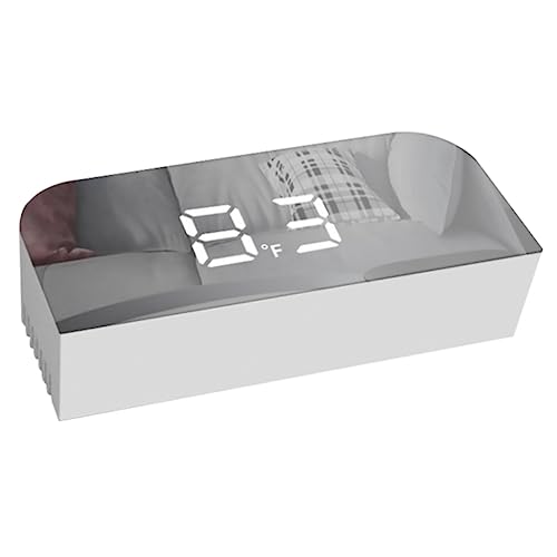 RORPOIR 1 Set Mirror Alarm Clock Large Mirror Surface Alarm Clock Chicken Legs Digital Table Clock Mirror Surface Clock Small Clock Smart Clock White Adjustable Student Use Brightness Abs