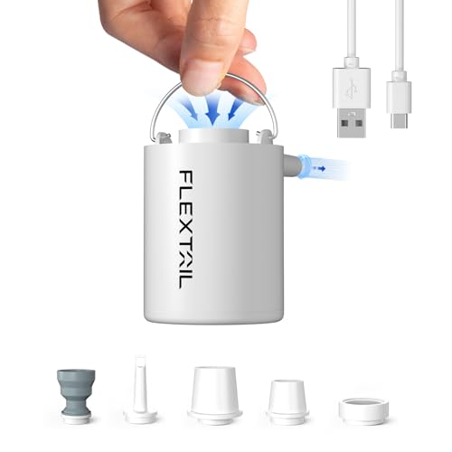 FLEXTAILGEAR 4kPa Air Pump for Inflatables, Portable Air Mattress Pump, Mini Camping Air Pump, Rapid In/Deflation with 180 L/min Airflow for Sleeping Pads, Pool Float,Swimming Ring Vacuum Storage Bags