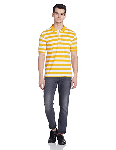 Image of Parx Men's Cotton Polyester Blend Jacquard Pattern Regular Fit Rib Collar Polo Neck Half Sleeve Casual T-Shirt