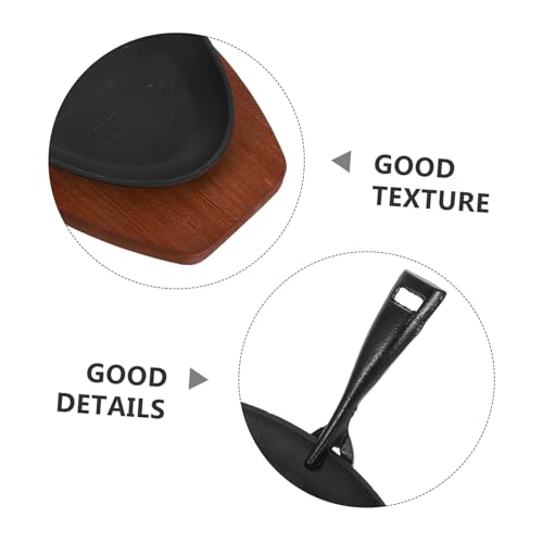 Cabilock Cast Iron Baking Pan Fajita Plate for Home Barbecue Catering Wooden Tray Sizzling Steak Plate Iron Cast Frying Pan - Image 4