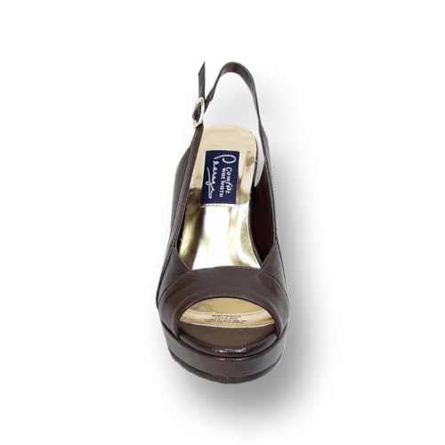 Peerage Linda Women's Wide Width Leather Slingback High Heel Platform Pumps2