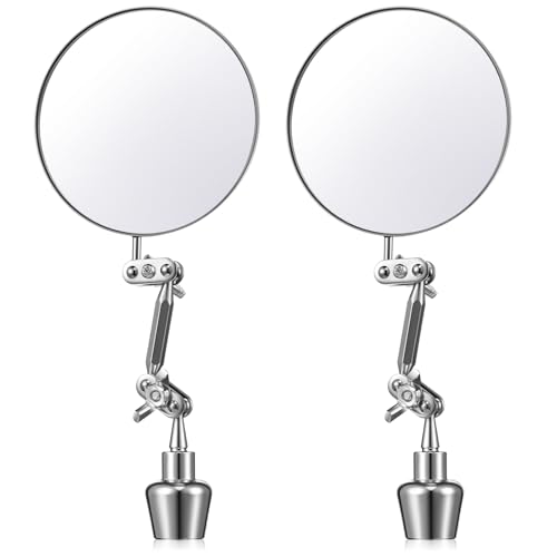 Kingdder 2 Pcs Circular Inspection Mirrors Magnetic Base