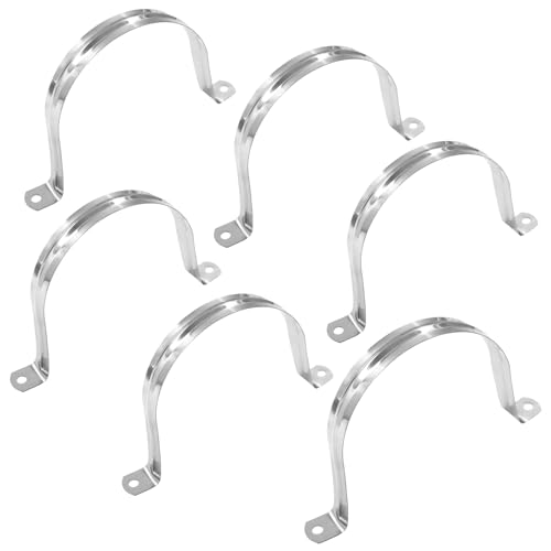 Image of Biaungdo M100 Rigid Pipe Strap, 4 Inch Stainless Steel, 6 Pcs | Two Hole Strap, U Bracket Pipe Clamps, Heavy Duty Conduit Clamps, Tension Tube Clip Cable Clamp Hanger