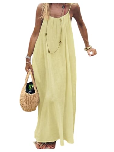 Image of MakeMeChic Women's Summer Flowy Maxi Dresses Vacation Spaghetti Strap Sleeveless Backless Dress