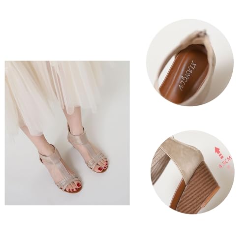 Wedge Sandals Women, Summer Back Zip Open Toe Breathable Non-slip Platform Wedge Sandals, Comfortable Outdoor Beach Holiday Shoe, for Family, Travel, Beach, Meeting, Shopping, Leisure2