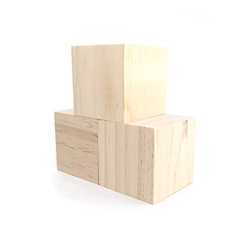 MHUI Cubos De Madera Pequeños Cubos De Madera Bloques De Madera De Pino Natural Sin Terminar Cubos De Artesanía Educativa 1X1x1cm Uso para Manualidades, Suministros De Arte,7 * 7 * 7cm(3pcs) Cover