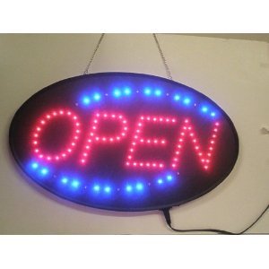 Ultra Bright LED Neon Light Open Sign Oval Style Premium Design Larger Size 22"L x 13"W x 1"H with Power On/Off and Animation On/Off Switchs by "E Onsale" U30