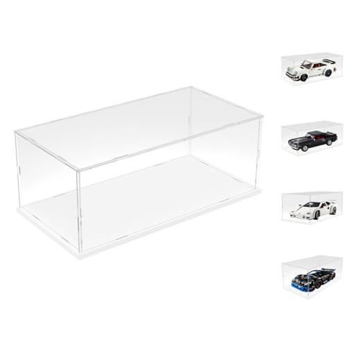 Image of Choowin Acrylic Display Case for Lego Porsche 911 10295 for Lego Camaro 10304 10337 42176 for Lego Car Display Thickened Clear Acrylic Display Cases for Collectibles Assemble Dustproof(White Base)