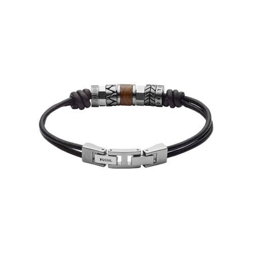 Fossil Pulsera para Hombre, Longitud: 20 + 1.5 cm de Plata Pulsera de Acero...