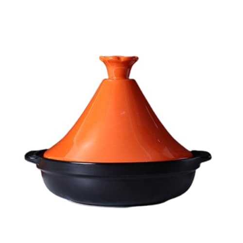 Olla caliente de cerámica, cacerola redonda de arcilla de gres con tapa, utensilios de cocina multifuncionales para sopa y guiso para el hogar, cocina y restaurante