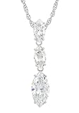 Platinum Plated Sterling Silver Cubic Zirconia Marquise-Shaped Pendant Necklace