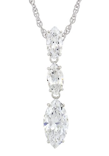 Amazon Collection Platinum Plated Sterling Silver Cubic Zirconia Marquise-Shaped Pendant Necklace
