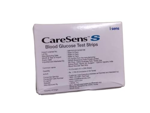 Image of S Blood Glucose Test Strips|Accurate&Easy To Use|50 Count|Compatible With Caresens S Fit Meter.