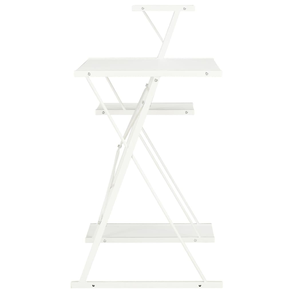 Scrivania moderna con ripiano integrato e spazio di archiviazione, ufficio con scrivania e scaffale, 116 × 50 × 93 cm, stabile con integrato per computer e accessori