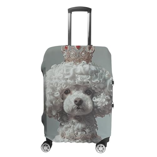Travel Luggage Cover Elastic Suitcase Cover White Toy Poodle Luggage Cover Anti-Scratch Suitcase Protector Washable Dustproof Baggage Cover Fits 18-32 Inch Luggages L