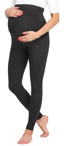 Be Mammy Mallas Leggins Premamá Largos BE20-257(Negro, S)