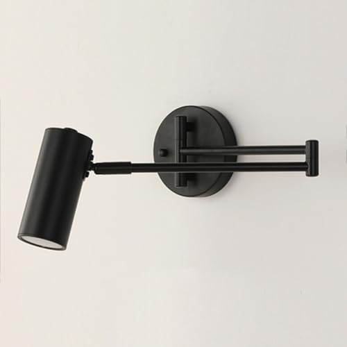 Aplique de Pared con Brazo oscilante, Moderno, Negro, para Lectura, Blanco cálido 3000 K, Luces giratorias para Dormitorio y Estudio.