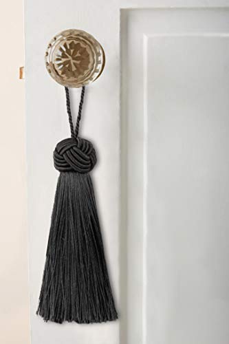 Image of BEL AVENIR 8 Pcs Elegant Polyester Key Tassel Colorful Craft Tassels Charms | Key Tassel for Christmas Tree, DIY Craft Garland Project, Wedding Home Party Decorations, Small Tassel (Charcoal)