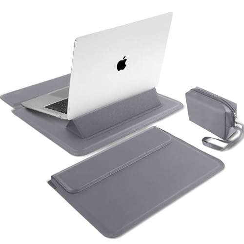 Funda para portátil 15-16 pulgadas con soporte de piel PU gris para Samsung