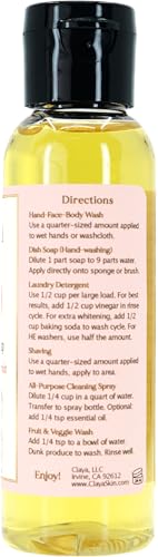Image of Claya Pink Grapefruit Liquid Castile Soap - Organic Ingredients, Biodegradable, Gentle for Sensitive Skin, Versatile Use and Travel Size (2 Pack of 2 fl oz)