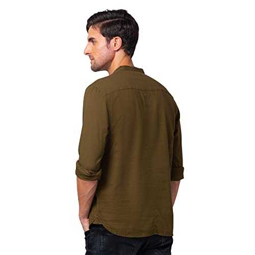 Image of Spykar Men's Slim Fit N /A Full Sleeve Solid Casual Shirts