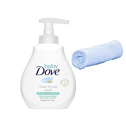 YDF Baby Dove Sensitive Moisture Head to Toe Wash 200ML + Soft Baby Wash Cloth, 2 Piece Set