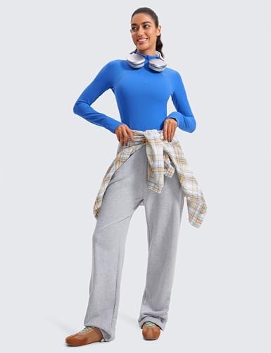 Image of CRZ YOGA Butterluxe Half Zip Crop Top | Workout, Extremely Soft, Slim Fit, Thumbholes, Side Pocket, Long Sleeve Shirts for Women