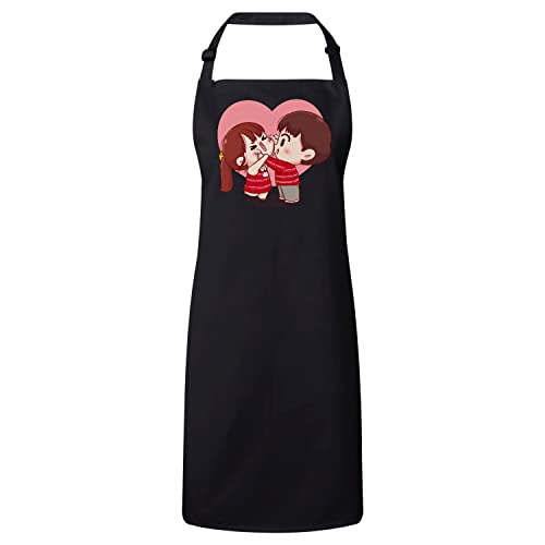 Tablier cuisine dessin mignon noir pour la cuisine en famille et couple