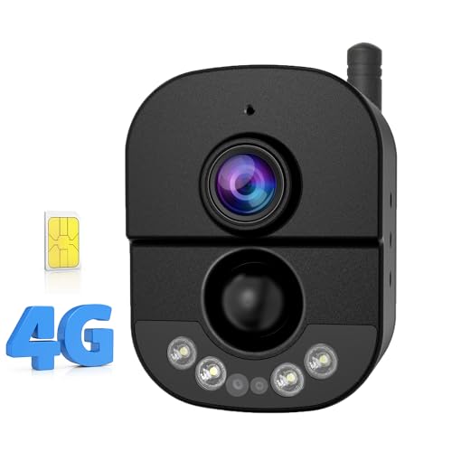 HXVIEW 4G LTE No WiFi Security Camera with SIM Card, 3MP CCTV IP Surveillance Camera Outdoor, PIR Human Detection, Floodlight Color Night Vision, IP66 Waterproof Metal Housing