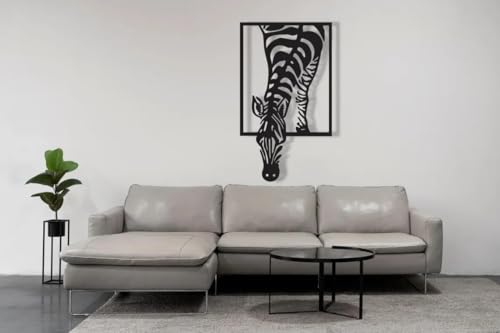 Image of Saifix Zebra Metal Wall Art Decorative Panel | Modern Safari-Themed Wall Hanging for Living Room, Bedroom & Office | Premium Laser Cut Steel with Rust-Proof Matte Coating