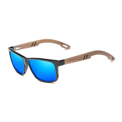 KINGSEVEN Polarisierte Sonnenbrille Herren Holz Modische Retro Sonnenbrille Aus Schwarzem...