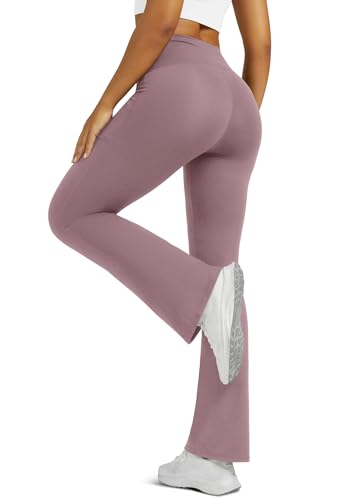 Image of Flare Leggings for Women Yoga Pants with Pockets High Waisted Crossover Flare Yoga Pants Bootcut Yoga Leggings