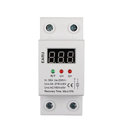 5pc 32A 220V Recuperación automática Reconexión automática Over & Protector de bajo voltaje Relé de protección contra rayos LCD Voltímetro Monitor